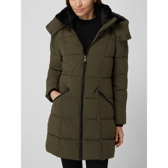 DKNY Loden Green High-Collar Zip-Up Womens Puffer Coat Size- XXS NWT - Picture 1 of 7